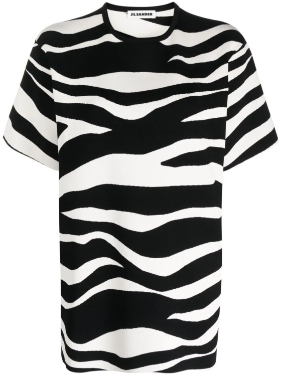 Jil Sander Zebra-print Short-sleeve T-shirt In Black