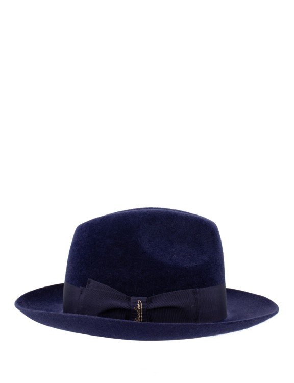 Shop Borsalino Blue Hat In Black