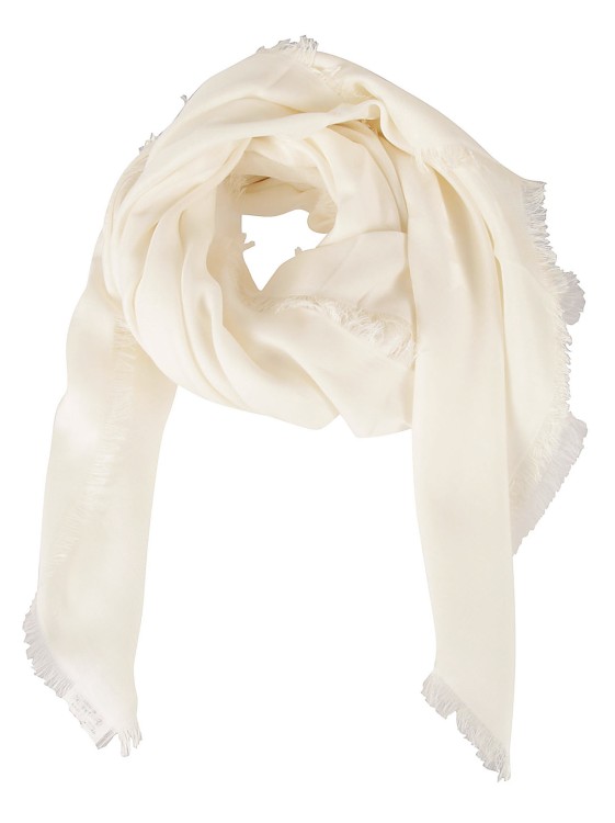 Shop Max Mara White Silk-cotton Blend Scarf In Neutrals