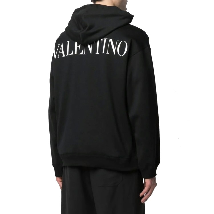 Shop Valentino Cotton Logo Sweatshirt In Black