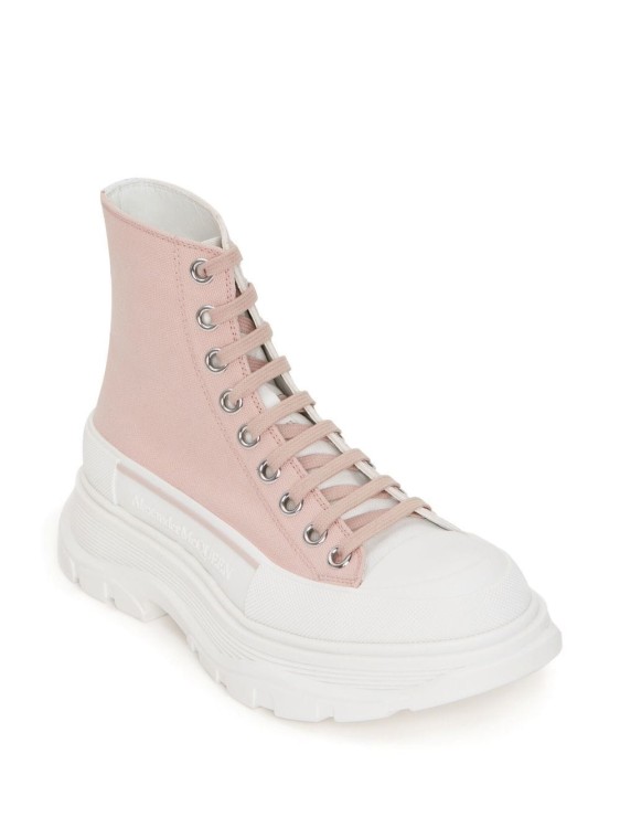 Shop Alexander Mcqueen Sneakers Tread Slick Canvas Pink/white