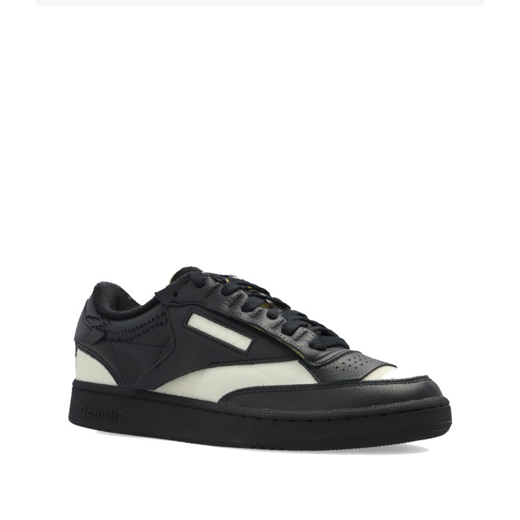 Shop Maison Margiela Black Leather And Fabric Sneakers