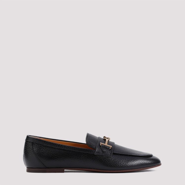 Shop Tod's T Ring Black Goat Leather Loafers