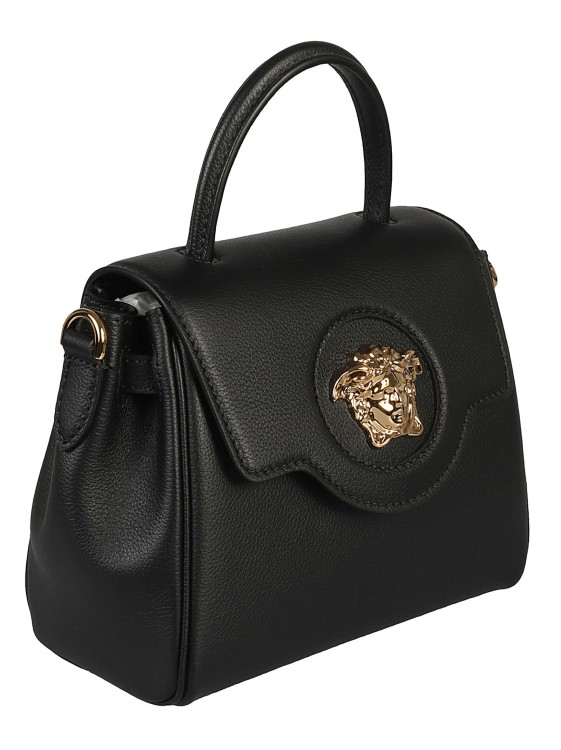 Shop Versace Black Leather La Medusa Top-handle Tote Bag