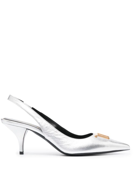 Tom Ford Silver Emblem Heeled Shoes In White