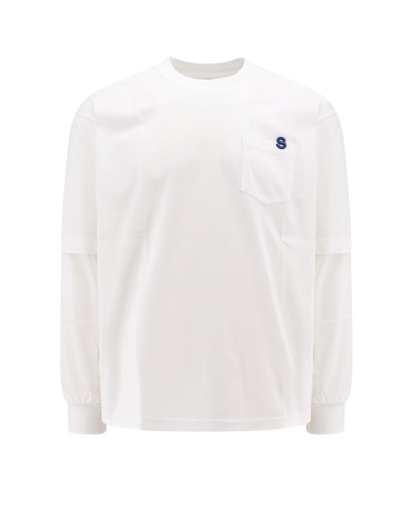 Shop Sacai Cotton T-shirt With Embroidered Monogram In White