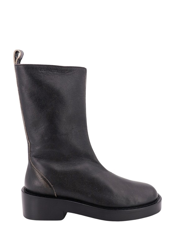 Shop Courrèges Leather Boots With Used Effect In Black