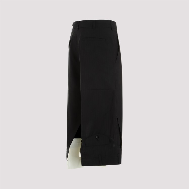 Shop Comme Des Garçons Wool Mirrored Design Pants In Black