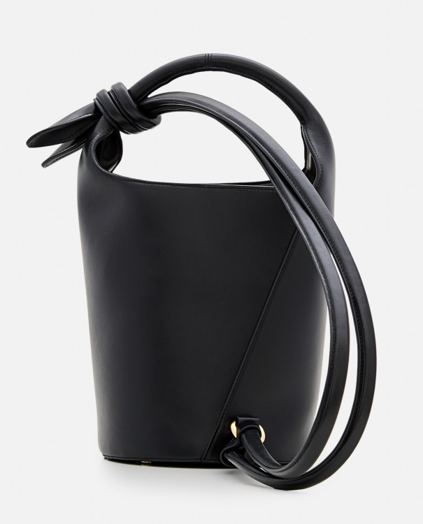 Shop Jacquemus Le Petit Tourni Leather Bucket Bag In Black