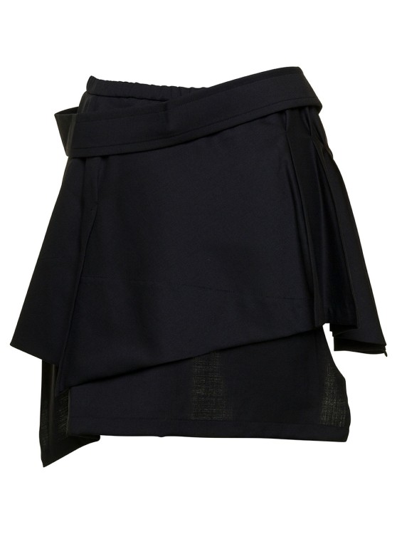 Shop Vivienne Westwood Meghan' Black Asymmetric Mini Skirt With Buttons In Wool