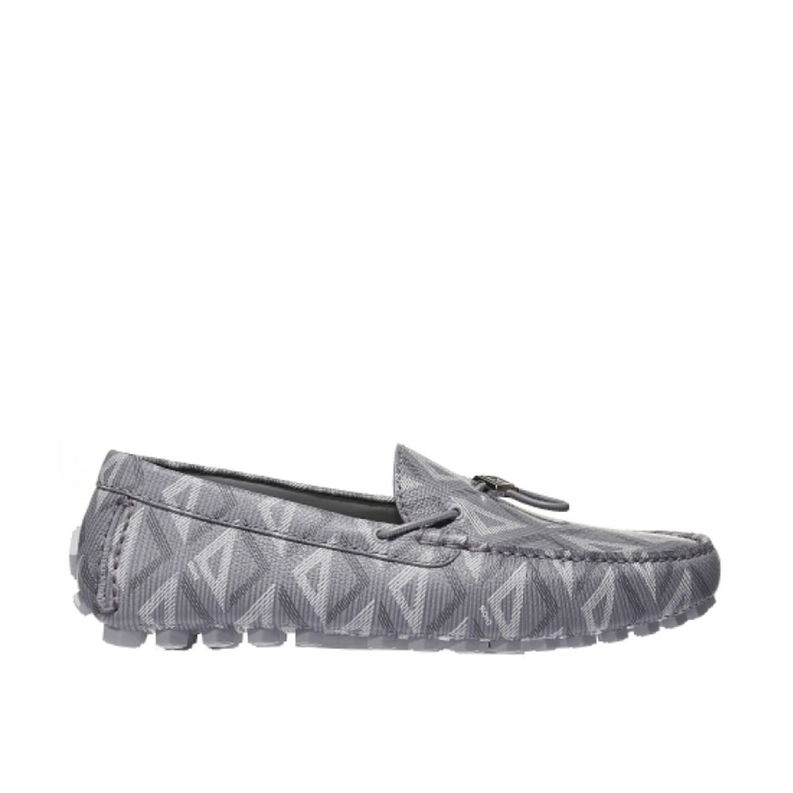 Shop Dior Leather Diamond Mocassins In Grey