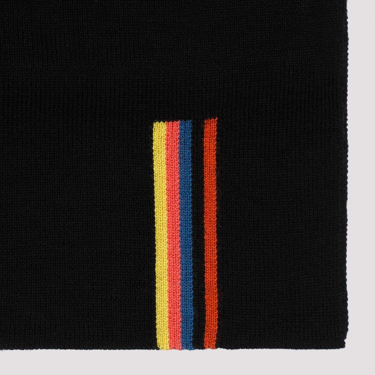 Paul Smith Artist Stripe Wool Scarf In Black