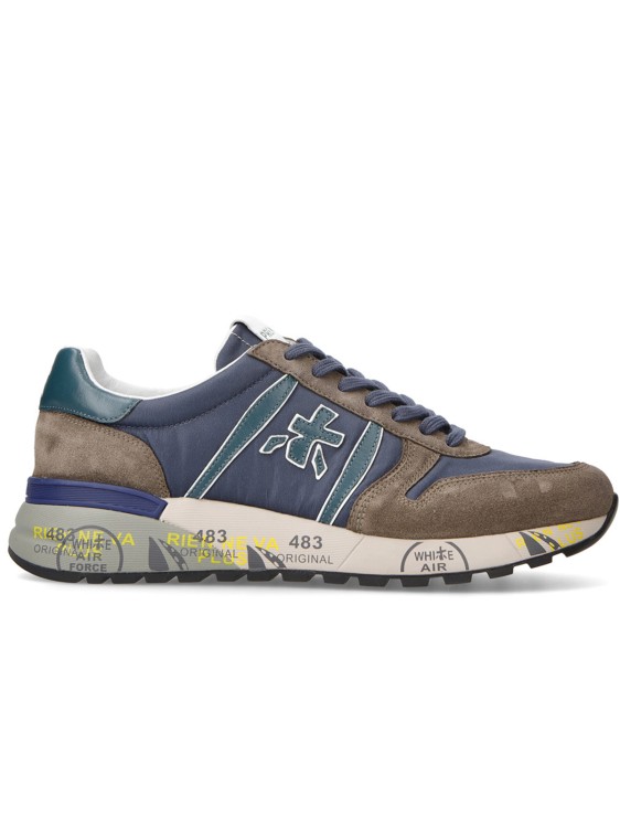 Premiata Blue Brown Suede And Fabric Sneakers In Grey