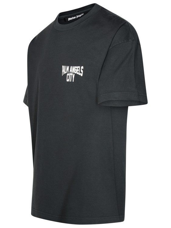 Shop Palm Angels Pa City' T-shirt In Gray Cotton In Black