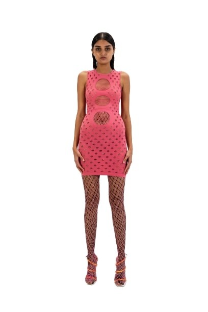 Shop Maisie Wilen Perforated Minidress In Pink