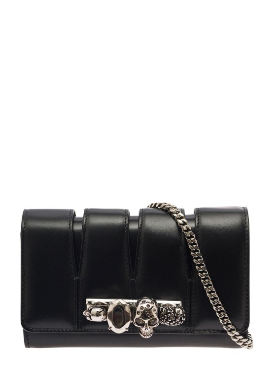 Alexander Mcqueen The Slush' Black Clutch With Skull Detail In Leather
