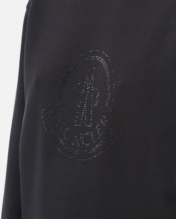 Shop Moncler Strass Logo Cotton Sweatshirt In Black