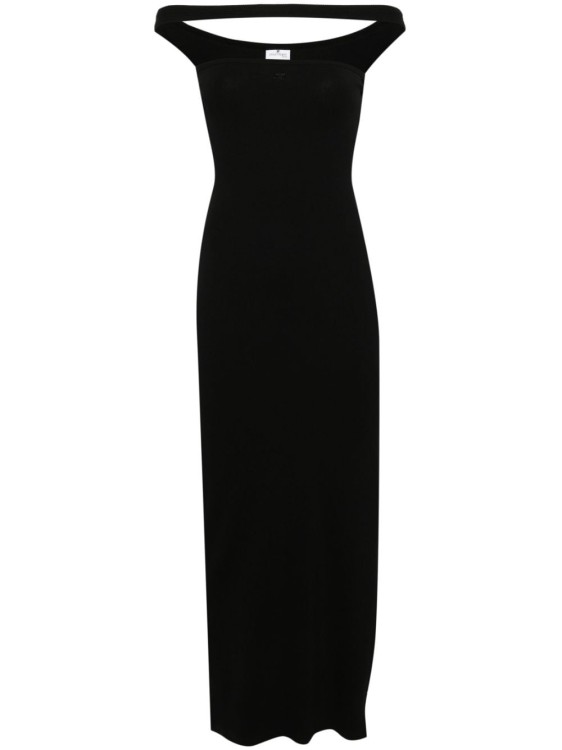 Shop Courrèges Hyperbole 90's Rib Long Dress In Black