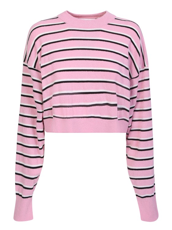 Shop Palm Angels Pink Cotton Blend Cropped Pullover