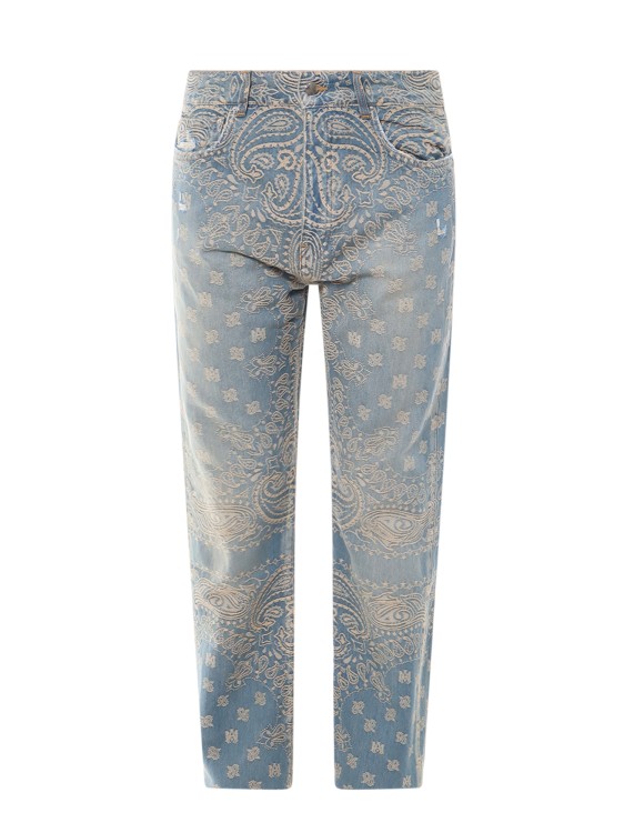 Shop Amiri Cotton Jeans With Paisley Pattern In Blue