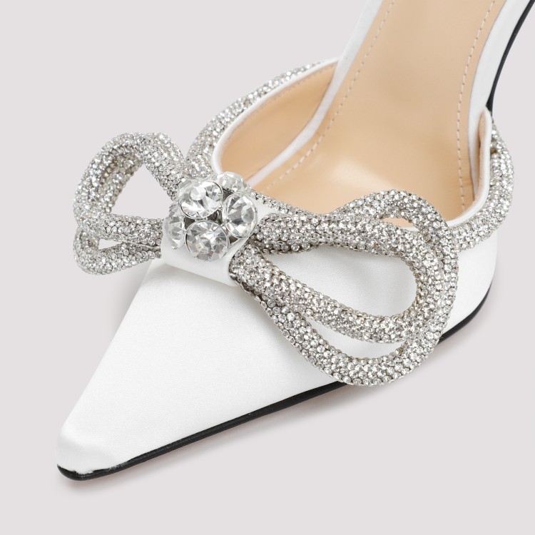 Shop Mach & Mach White Silk Double Bow High Heels
