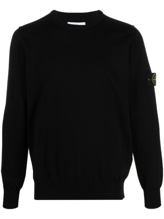 Shop Stone Island Black Cotton Knitted Sweaters