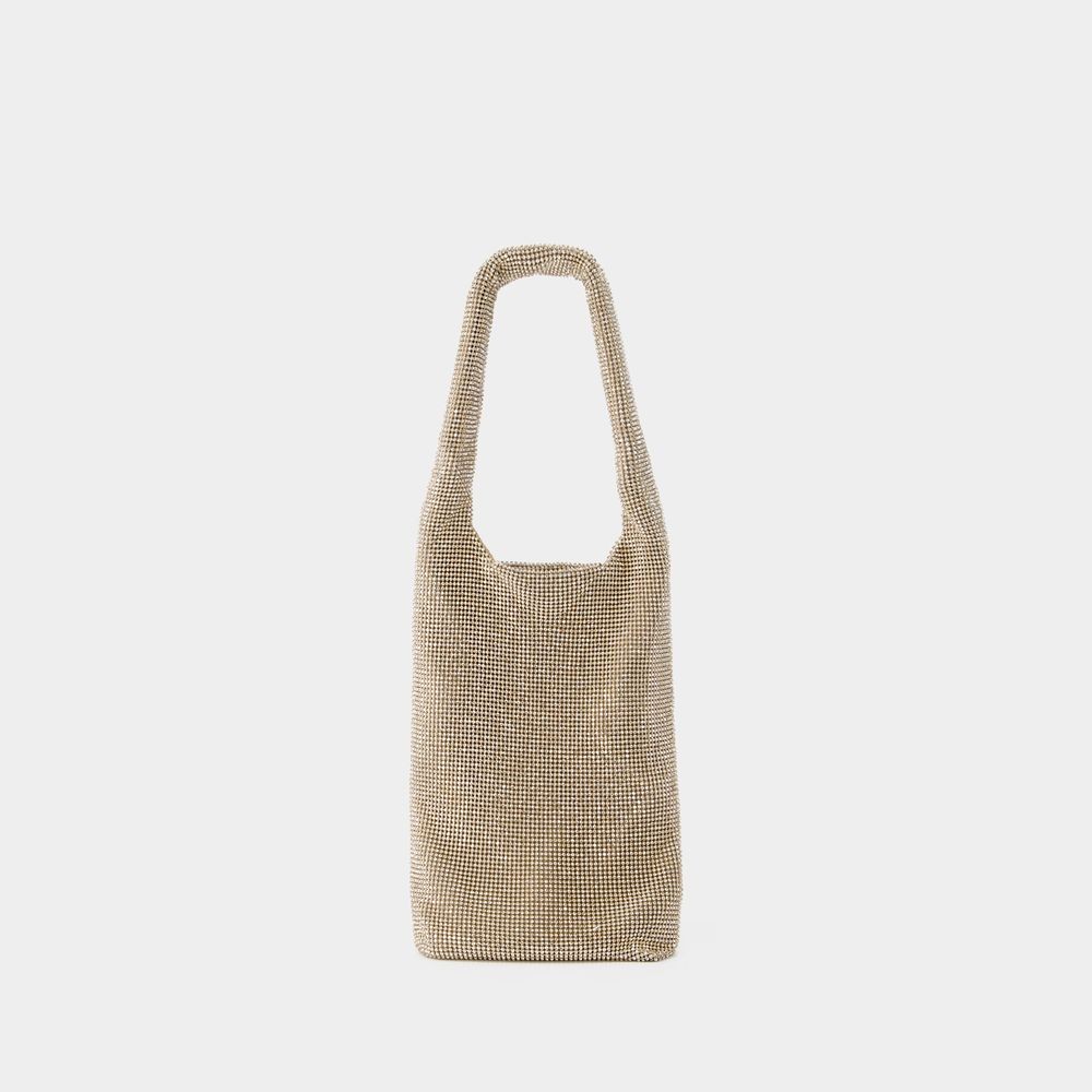 Kara Crystal Mesh Wine Cooler Shoulder Bag - - Mesh - Beige In Neutrals