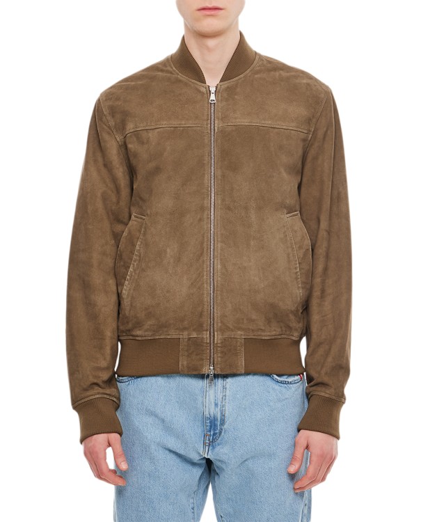Les Deux Milford Suede Bomber Jacket In Green