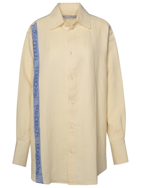 Shop Jw Anderson Beige Linen Blend Shirt In Neutrals