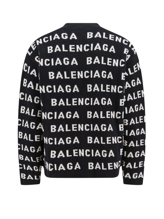 Shop Balenciaga Cardigan With All-over Logo Intarsia In Black
