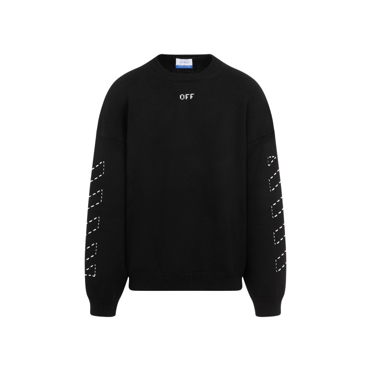 Off-white Regular Fit Jersey With Distinctive Logo And Textured Detailing In Black