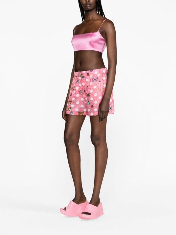 Shop Versace Butterflies-print Silk-blend Shorts In Pink