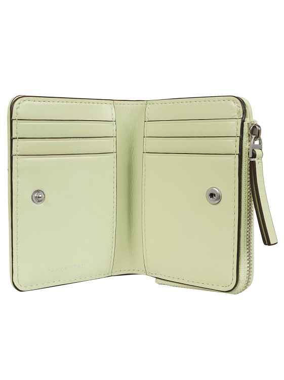 Shop Tory Burch Kira Chevron Double Wallet In Soft Matelassé Leather In Green