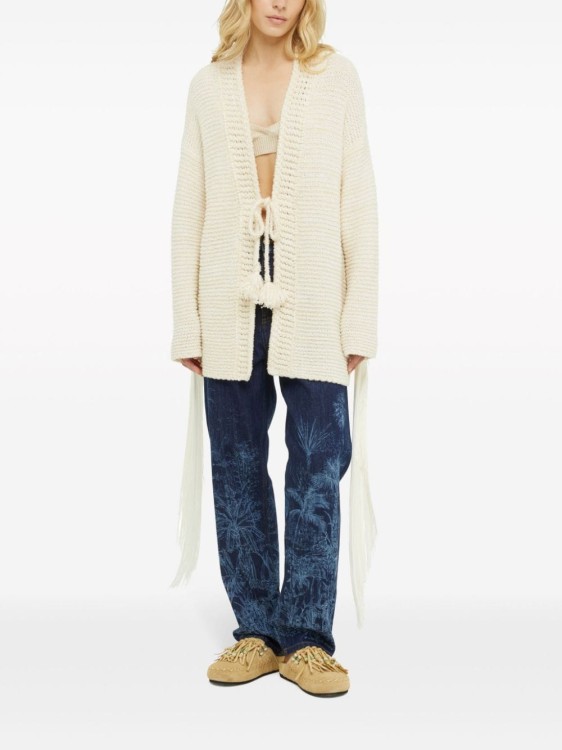 Alanui Chalk Textured Knit Cardigan In Neutrals