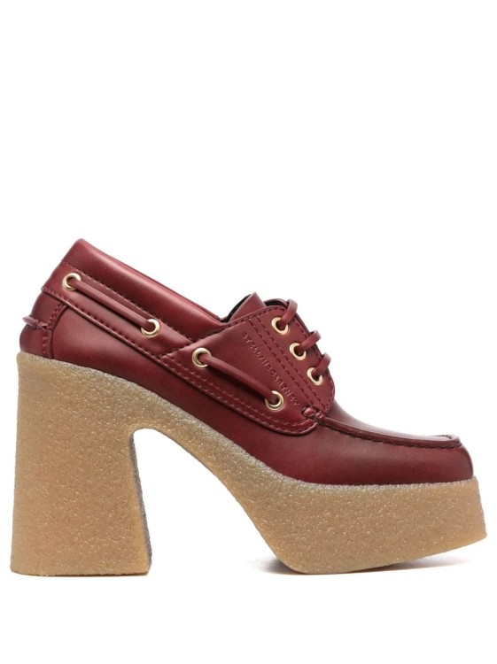 Shop Stella Mccartney Red Platform Loafer Heeled Shoes In Neutrals
