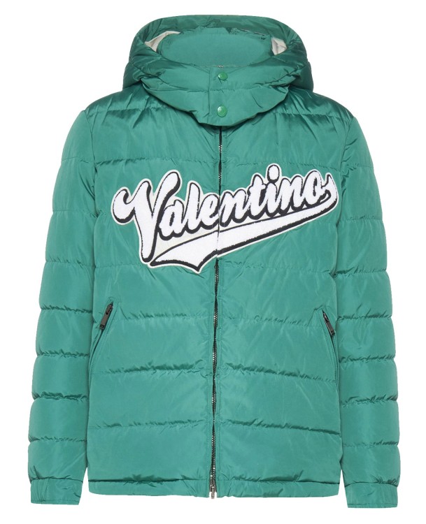 Shop Valentino Padded Logo Jacket In Blue