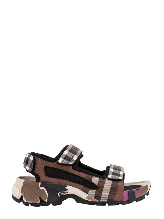 Burberry Check Arthur Sandals In Grey