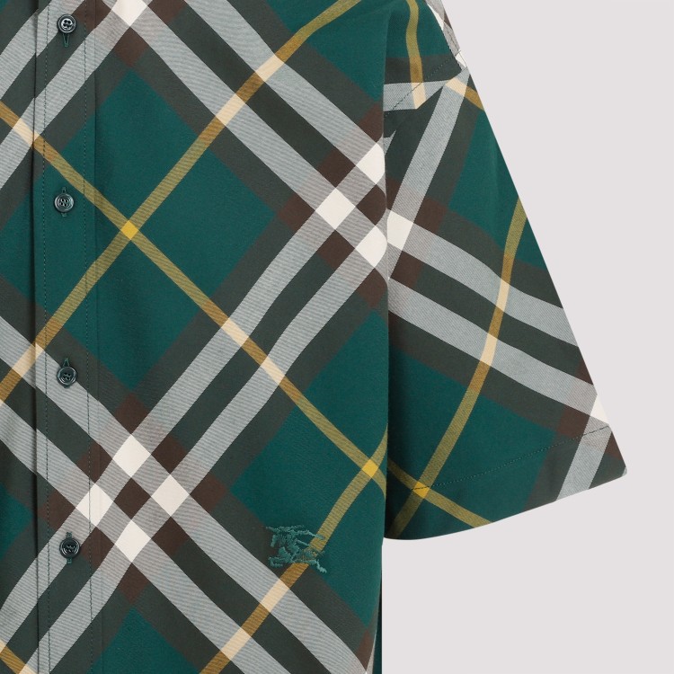 Shop Burberry Green Check Cotton Shirt In Grey