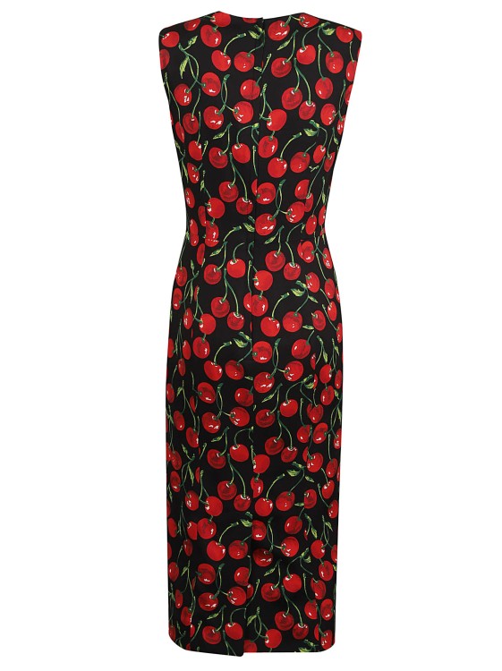 Shop Dolce & Gabbana Cherry-print Midi Dress In Black
