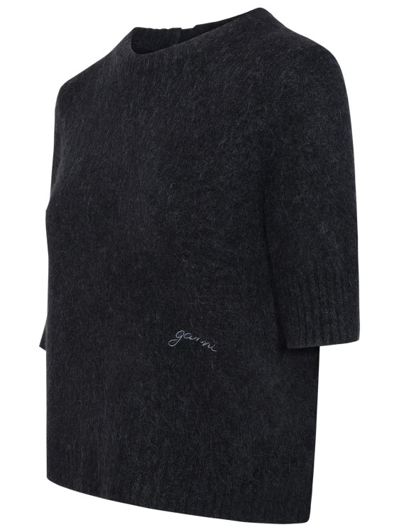 Shop Ganni Black Wool Blend Sweater
