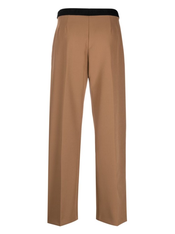 Shop Ermanno Firenze Logo-waistband Pleated Trousers In Brown
