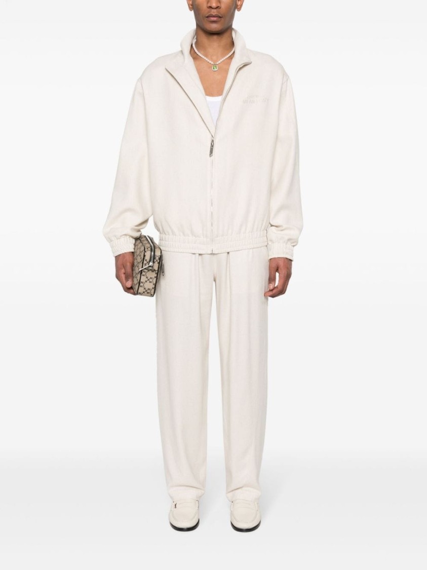 Gcds Embroidered-logo Track Pants In White