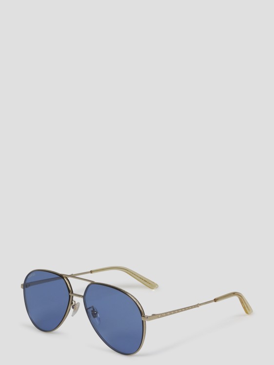 Shop Gucci Aviator Frame Sunglasses In Gold