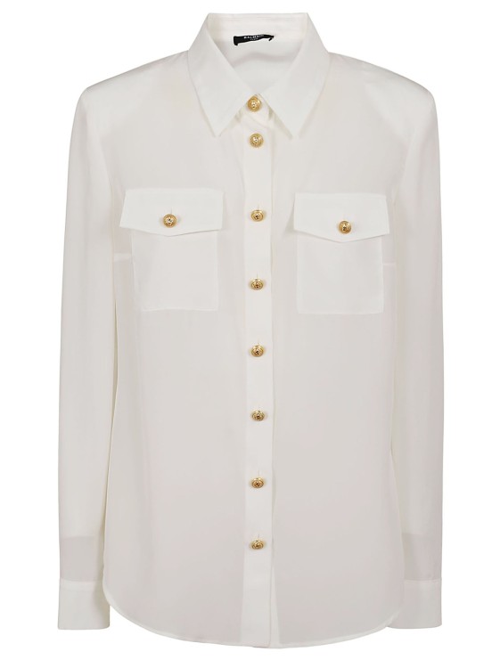 Shop Balmain Pure Silk Shirt In White