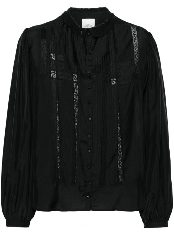 Isabel Marant Zayen Sheer-lace Silk Blouse In Black