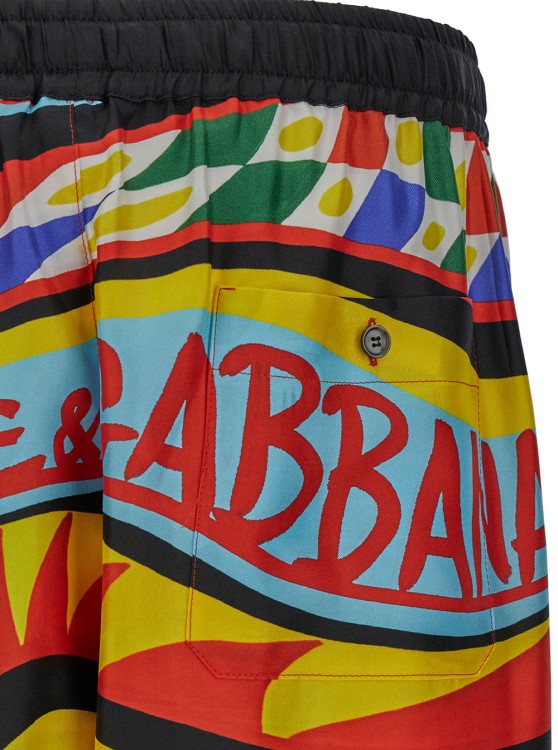 Shop Dolce & Gabbana Multicolor Shorts With All-over Carretto Print In Silk
