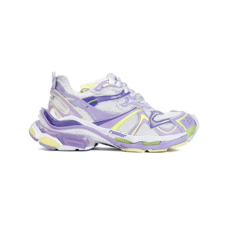 Balenciaga Purple Runner 2.0 Low Top Sneakers In White