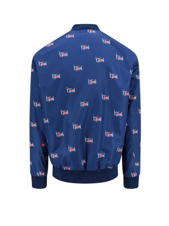 Shop Kiton Nylon Jacket With All-over Logo Print In Blue
