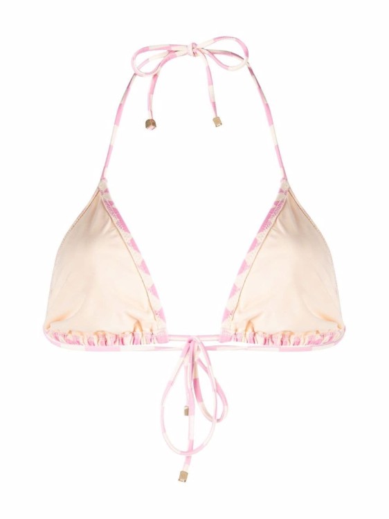 Shop Nanushka Check Halterneck Bikini Top In Pink