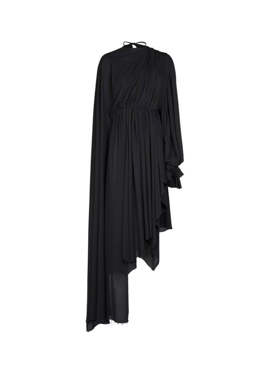 Shop Balenciaga All In Tech Crêpe Fabric Dress With Drapery In Black